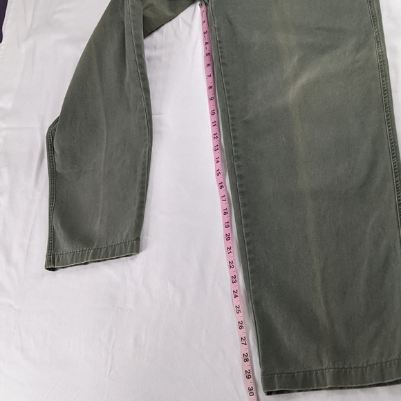 VTG Lee Dungarees Baggy Fit Cargo Olive Green Pants Carpenter Pant - Picture 9 of 10